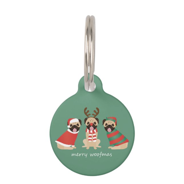 Médaillon Pour Animaux Joyeux Chiens de Carlin Woofmas (Devant)