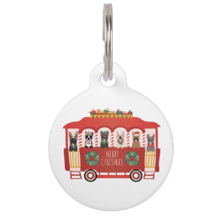 Médaillon Pour Animaux Joyeux Noël Français Bulldogs Vacances Trolly