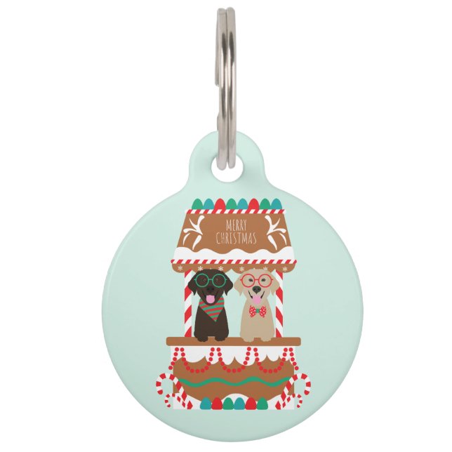 Médaillon Pour Animaux Joyeux Noël Labrador Retriever Dogs (Devant)