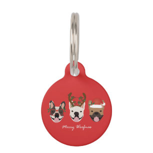 Médaillon Pour Animaux Joyeux Woofmas Têtes de Bouledogues Français de No