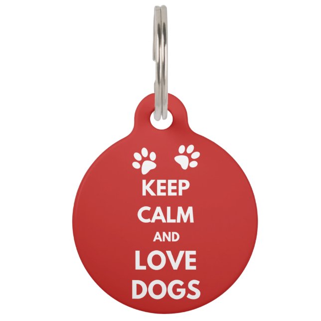 Médaillon Pour Animaux Keep calm and love dogs (Devant)