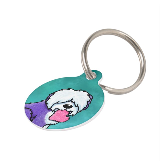 Médaillon Pour Animaux KiniArt Old English Sheepdog Étiquette d'identific (Côté )