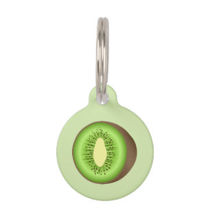 Médaillon Pour Animaux Kiwifruit Vert Et Brown Avec Infos Personnalisées