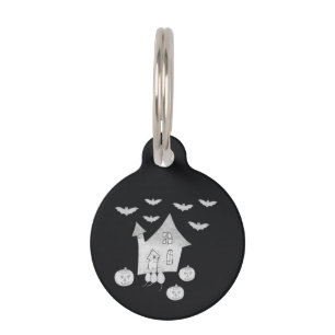 Médaillon Pour Animaux La nuit d'Halloween avec maison hantée, chauves-so