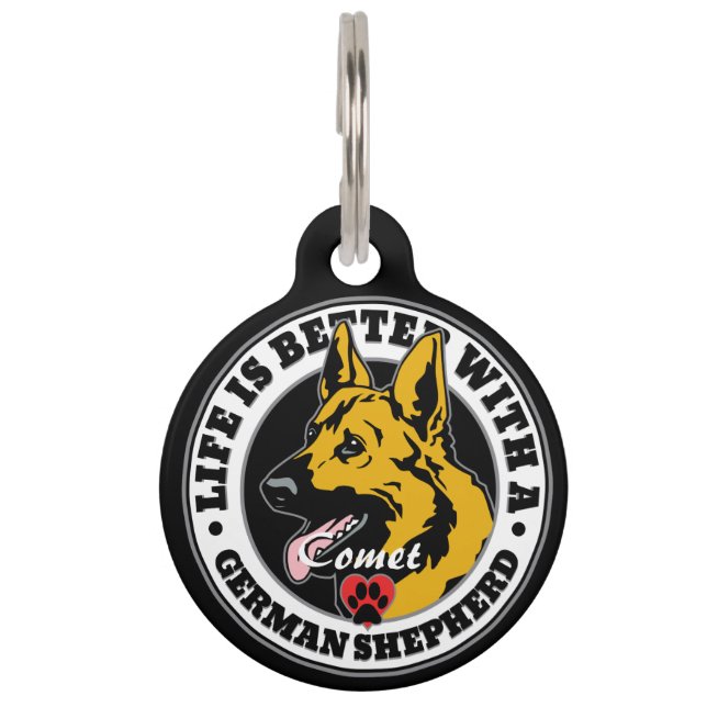 Médaillon Pour Animaux La vie personnalisée du berger allemand est meille (Devant)