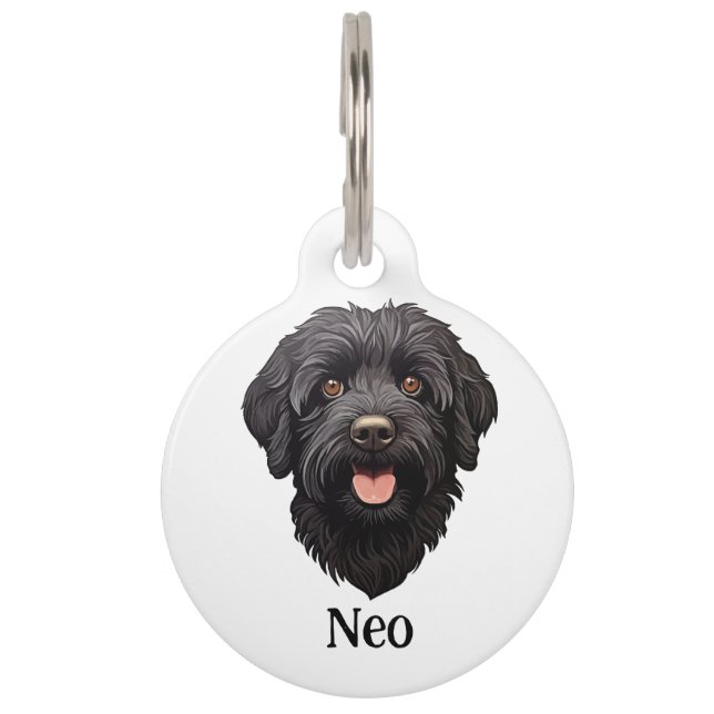 Médaillon Pour Animaux Labradoodle Chien noir (Devant)