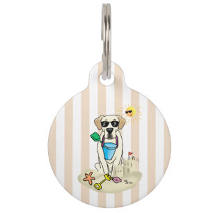 Médaillon Pour Animaux Labrador Retriever jaune de plage d'été