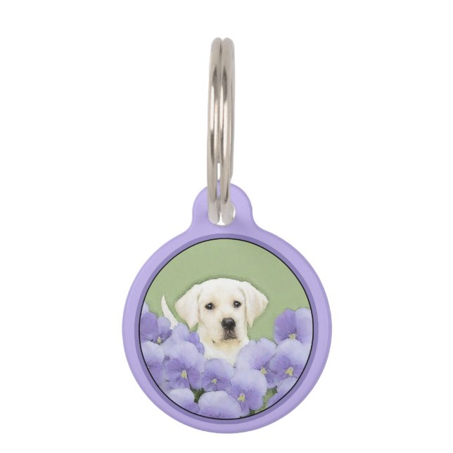 Médaillon Pour Animaux Labrador Retriever Puppy Painting Original Chien A (Devant)