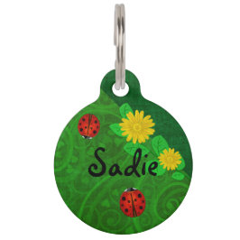 Médaillon Pour Animaux Ladybug Whimsey 3D Folk Art NOM DE L'ANIMAL