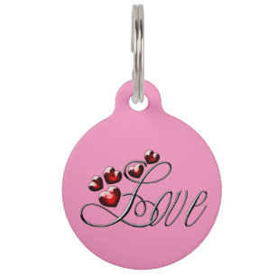 Médaillon Pour Animaux L'Amour Personnalisé - Coeurs De Gem Rouge