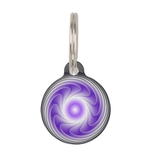 Médaillon Pour Animaux L'art fractal Abstrait moderne et gris-violet (Devant)