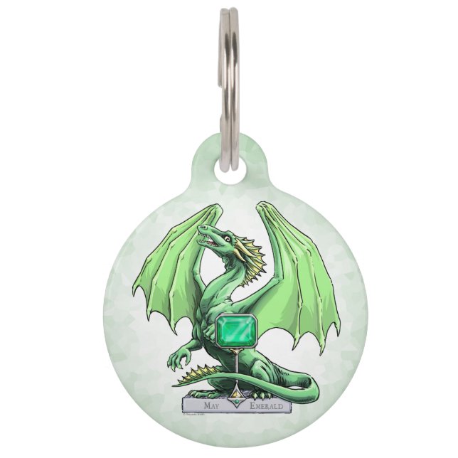Médaillon Pour Animaux Le dragon de Pierre de naissance de May : Emerald (Devant)