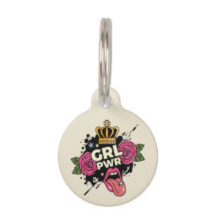 Médaillon Pour Animaux Le style tatouage Girl Power
