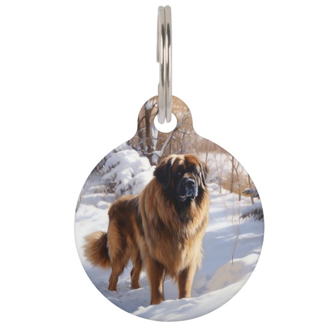 Médaillon Pour Animaux Leonberger Laissez-le neiger Noël (Devant)