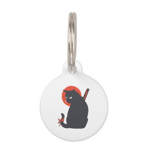 Médaillon Pour Animaux Les chats en guerrier Samurai - Choisir la couleur