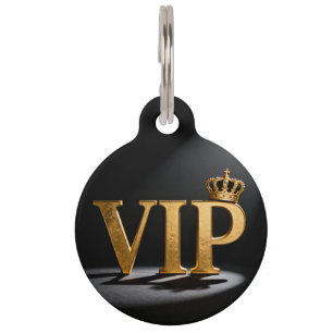 Médaillon Pour Animaux Lettre de style vintage doré - VIP avec couronne 8