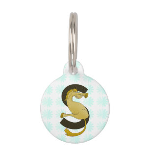 Médaillon Pour Animaux LETTRE MONOGRAPHIQUE S Pony Motif Fleur détendu