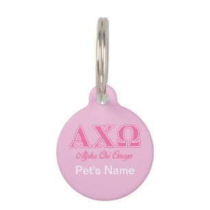 Médaillon Pour Animaux Lettres roses d'Omega de Chi d'Alphi