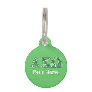 Médaillon Pour Animaux Lettres vertes d'Omega de Chi d'Alphi