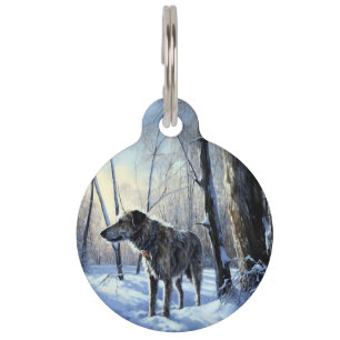Médaillon Pour Animaux Lévrier Irlandais Qu'il neige Noël