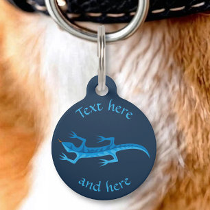 Médaillon Pour Animaux Lézard Tribal Bleu