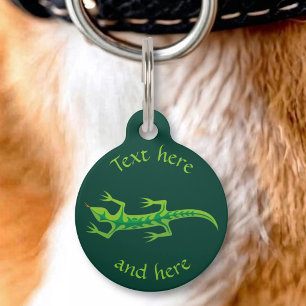 Médaillon Pour Animaux Lézard Tribal Vert
