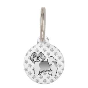 Médaillon Pour Animaux Lhasa Apso de dessin animé argent et blanc & Infos