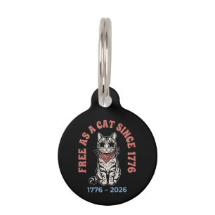 Médaillon Pour Animaux Libre Comme un Chat Depuis 1776 Chat Patriotique 4