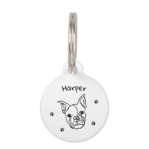 Médaillon Pour Animaux Ligne artistique chic de bouledogue français : mod