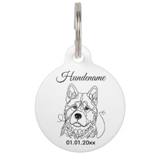 Médaillon Pour Animaux Ligne d'art personnalisée pour Akita