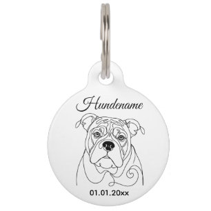 Médaillon Pour Animaux Ligne d'art personnalisée pour Bouledogue Anglais