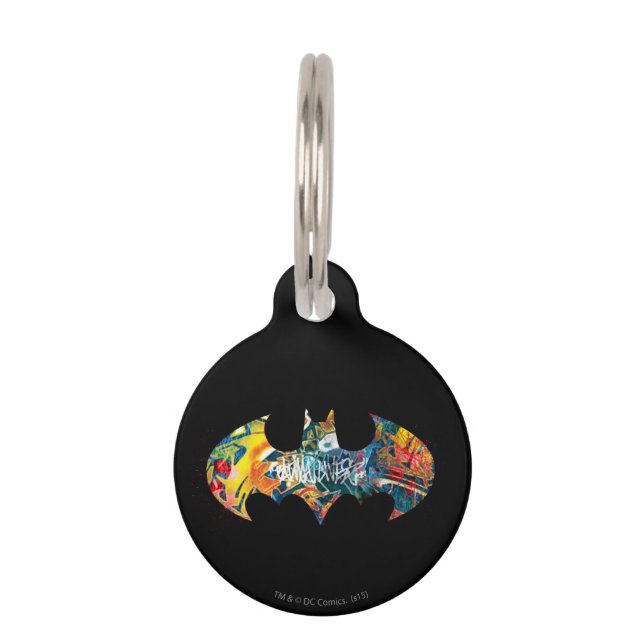 Médaillon Pour Animaux Logo Batman Graffiti Neon 80's (Devant)