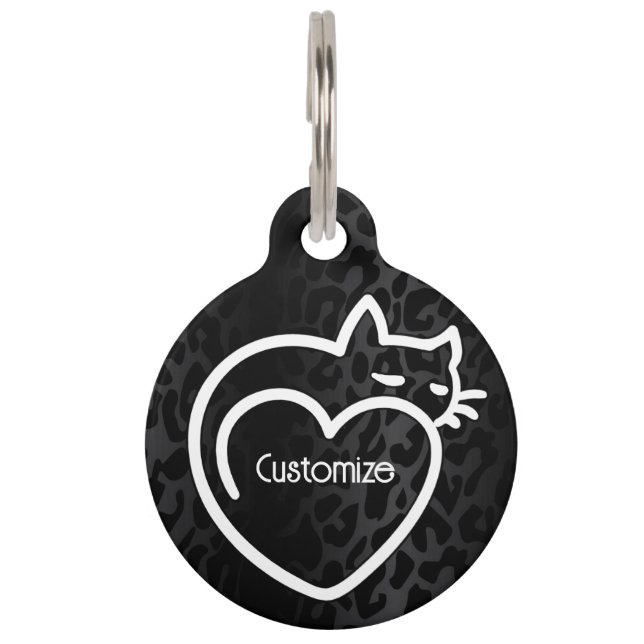 Médaillon Pour Animaux Logo blanc personnalisé d'amour de chats (Devant)
