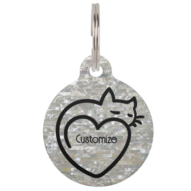Médaillon Pour Animaux Logo noir personnalisé amour de chats (Devant)
