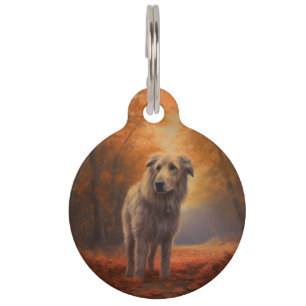 Médaillon Pour Animaux Louveteau dans les feuilles d'automne qui tombent