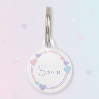 Médaillon Pour Animaux Lovely Hearts with Pet Name and Contact Info Pet
