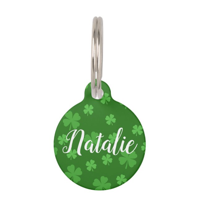 Médaillon Pour Animaux Lucky Clover Personnalisé (Devant)