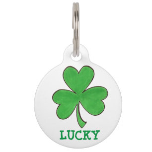 Médaillon Pour Animaux Lucky Green Shamrock irlandais Clover St. Paddy's 
