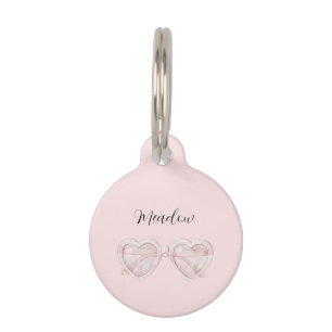 Médaillon Pour Animaux Lunettes de soleil cœur rose blush