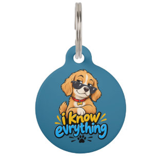Médaillon Pour Animaux Lunettes de soleil drôles pour chien "Je sais tout