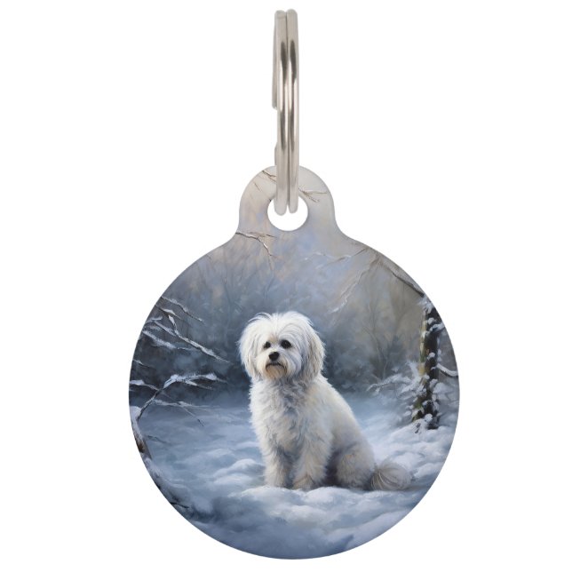 Médaillon Pour Animaux Maltese Laissez tomber la neige de Noël (Devant)