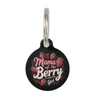 Médaillon Pour Animaux Mama Berry Premier Anniversaire Famille de Fraise