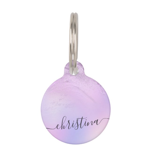 Médaillon Pour Animaux Marbre de parties scintillant violet moderne éléga (Devant)