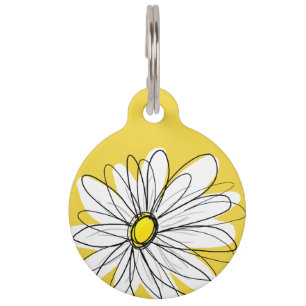 Médaillon Pour Animaux Marguerite lunatique jaune et blanche avec le
