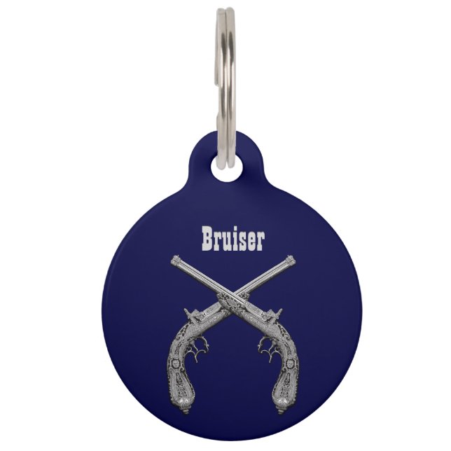 Médaillon Pour Animaux Marine des pistolets traversés (Devant)