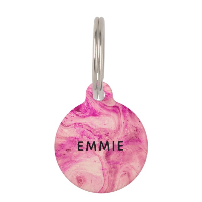 Médaillon Pour Animaux Marque rose Nom personnalisé (Devant)