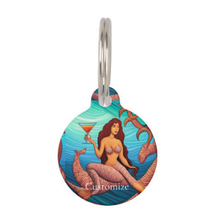 Médaillon Pour Animaux Martini à cheveux longs Mermaid Thunder_Cove