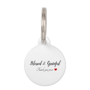 Médaillon Pour Animaux Merci Jésus   Béni et reconnaissant   Faith Heart