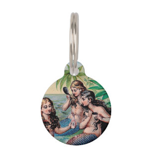 Médaillon Pour Animaux Mermaid Antique Magie Océan Nautique