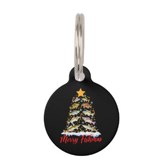 Médaillon Pour Animaux Merry Fishmas Funky Christmas Tree Lights Fish Fis